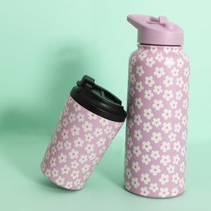 950ml Insulated Water Bottle Purple Daisy - Travel mug sold separately